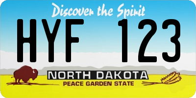 ND license plate HYF123