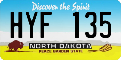 ND license plate HYF135