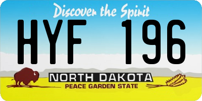 ND license plate HYF196