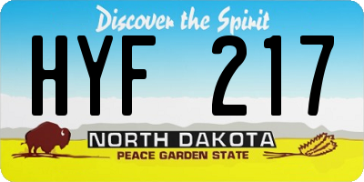 ND license plate HYF217