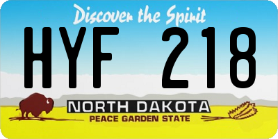ND license plate HYF218