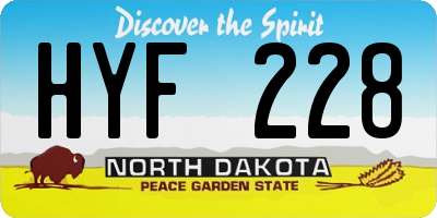 ND license plate HYF228