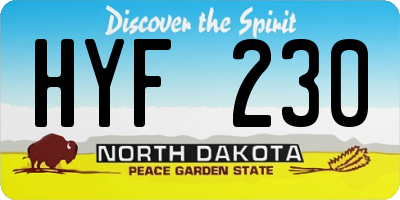 ND license plate HYF230