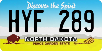 ND license plate HYF289