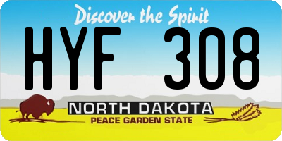 ND license plate HYF308