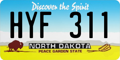 ND license plate HYF311