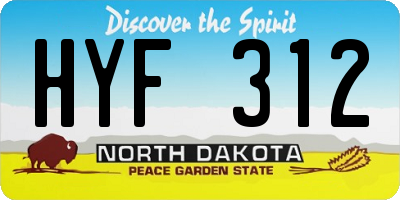 ND license plate HYF312