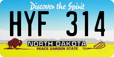 ND license plate HYF314