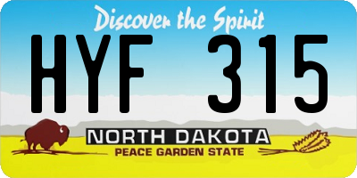 ND license plate HYF315