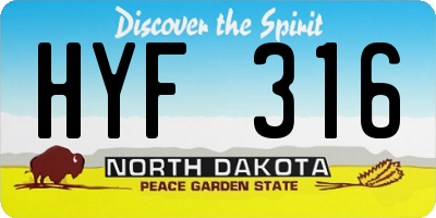ND license plate HYF316