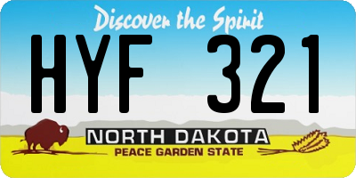 ND license plate HYF321