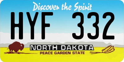 ND license plate HYF332
