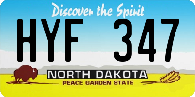 ND license plate HYF347