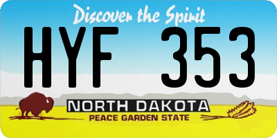 ND license plate HYF353
