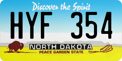 ND license plate HYF354