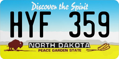 ND license plate HYF359