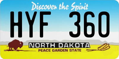 ND license plate HYF360
