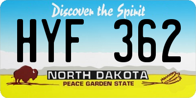 ND license plate HYF362