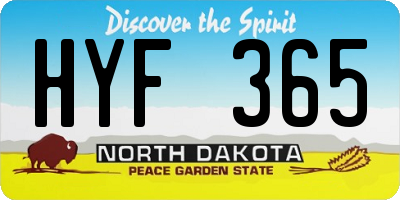 ND license plate HYF365