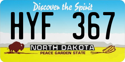 ND license plate HYF367