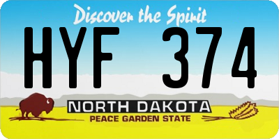 ND license plate HYF374