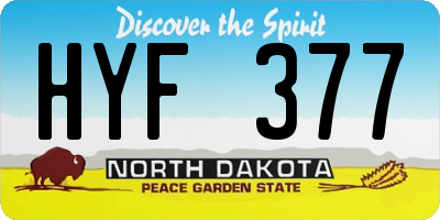 ND license plate HYF377
