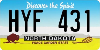 ND license plate HYF431