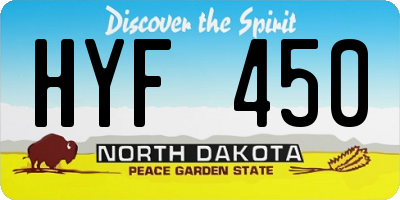ND license plate HYF450