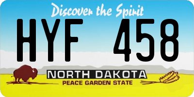 ND license plate HYF458