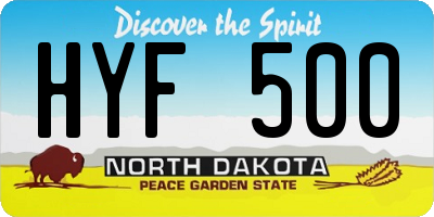 ND license plate HYF500