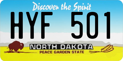 ND license plate HYF501