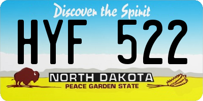 ND license plate HYF522