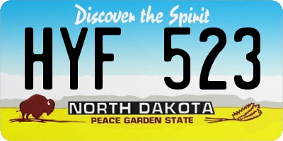 ND license plate HYF523