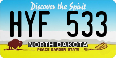 ND license plate HYF533