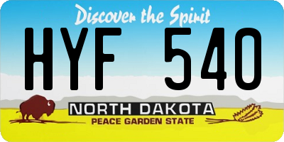 ND license plate HYF540