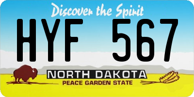 ND license plate HYF567
