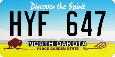 ND license plate HYF647