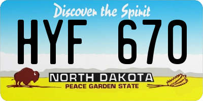 ND license plate HYF670