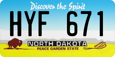 ND license plate HYF671
