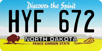 ND license plate HYF672