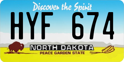 ND license plate HYF674