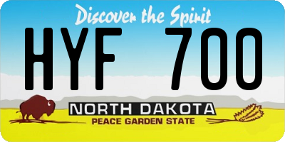 ND license plate HYF700