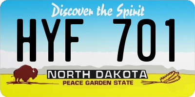 ND license plate HYF701