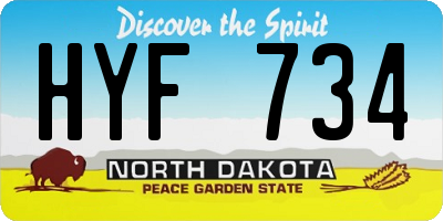 ND license plate HYF734