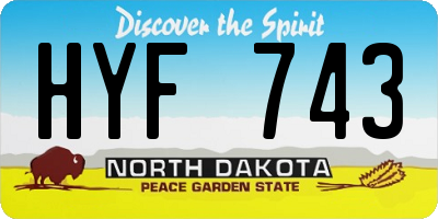 ND license plate HYF743
