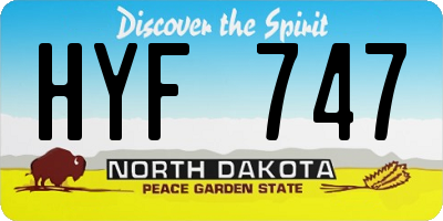 ND license plate HYF747