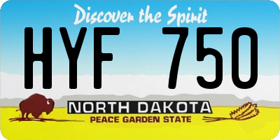 ND license plate HYF750