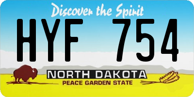 ND license plate HYF754