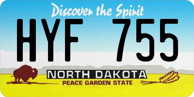 ND license plate HYF755