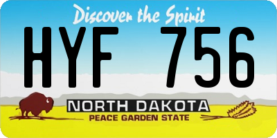 ND license plate HYF756